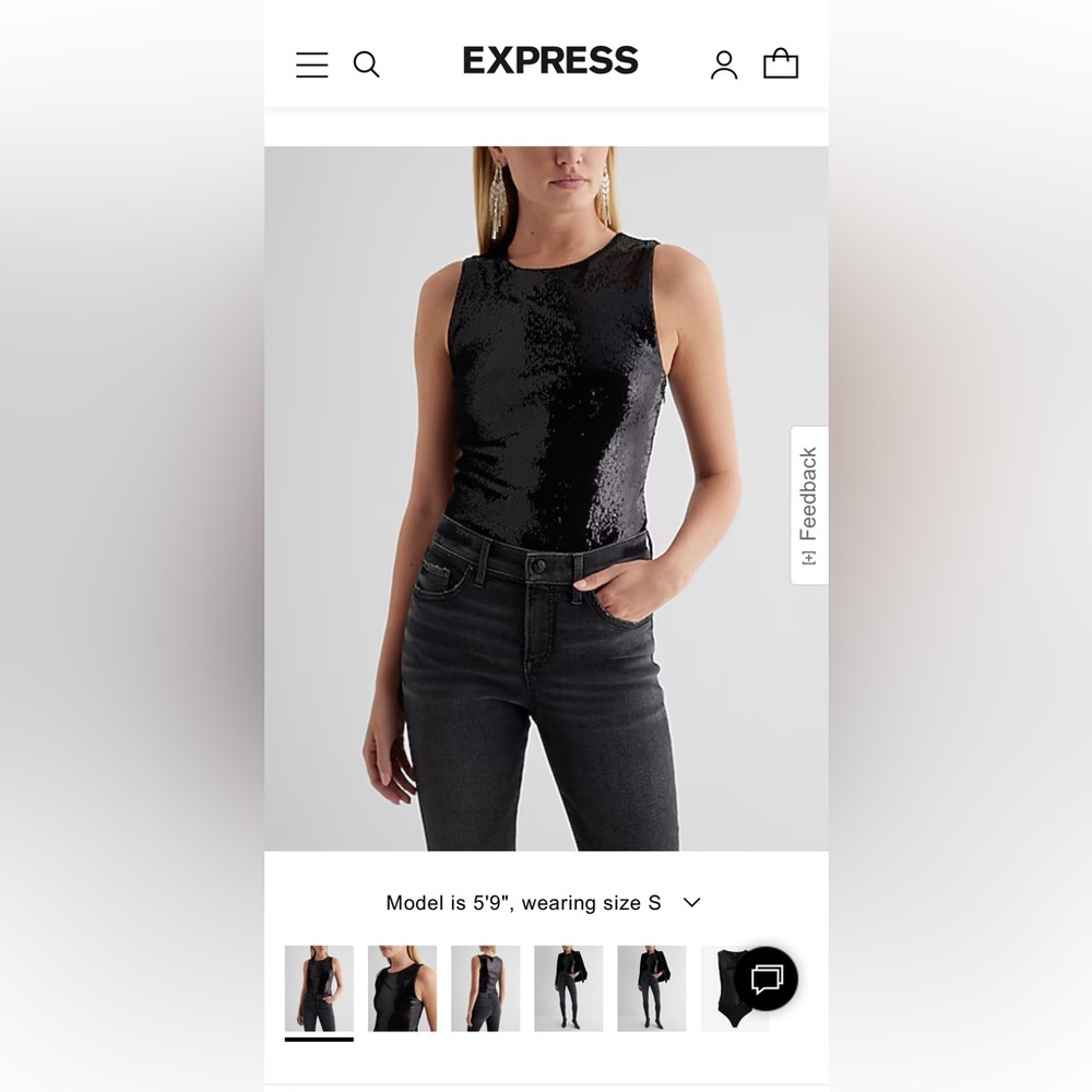 Black Body Contour Sequin Crew Neck Bodysuit